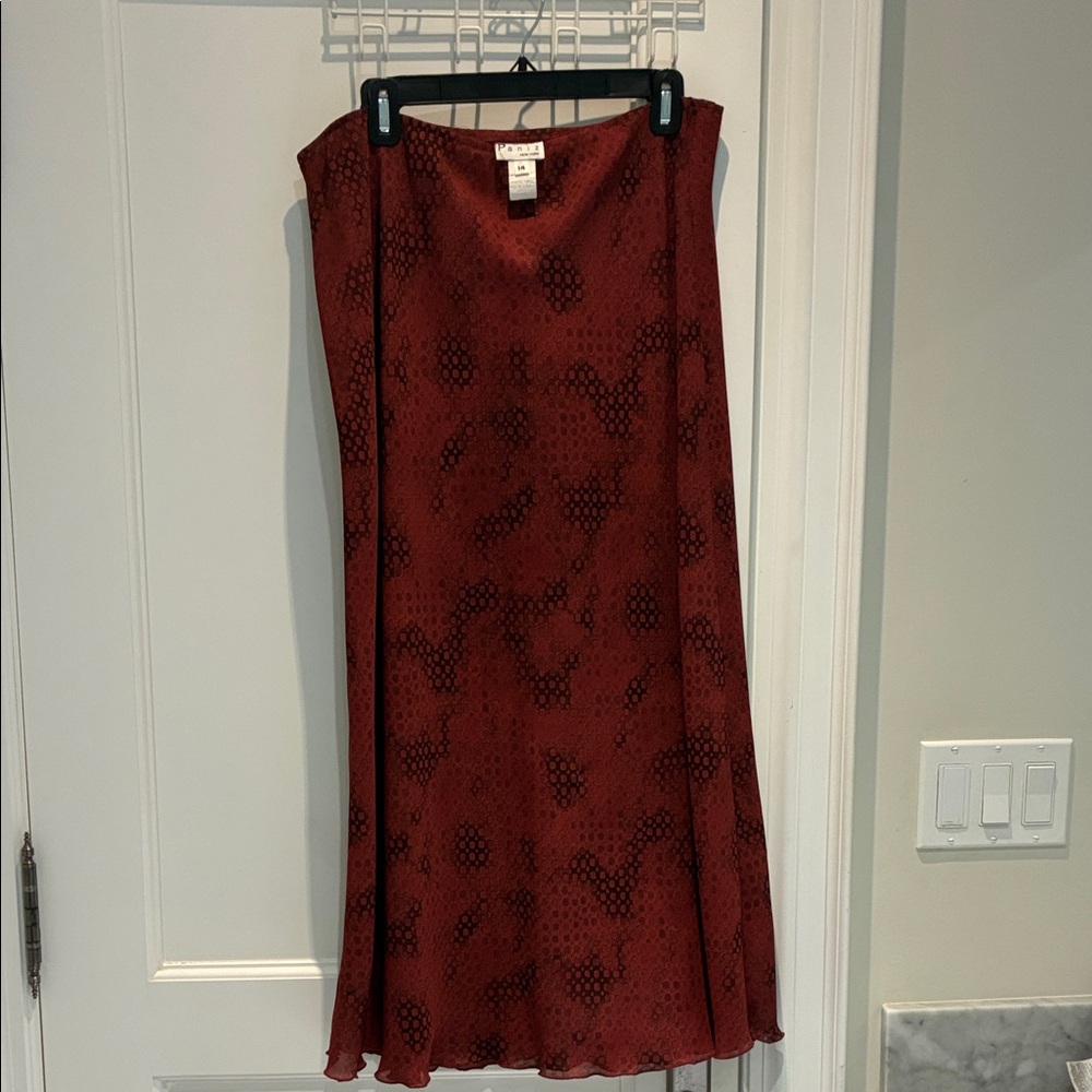 Paniz Red Patterned A-Line Skirt🔆